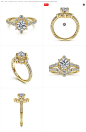 14K Yellow Gold Starburst Halo Round Diamond Engag