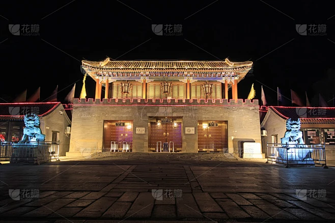 中国古代传统建筑的夜晚素材-花瓣网