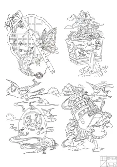 “神乐署”中国传统乐器系列主题插画设计-古田路9号-品牌创意/版权保护平台