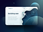 Launching Soon flying blue gradient planet stars shuttle card lunar web moon space ui
