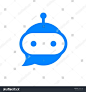 Chatbot图标。 机器人标志设计。 聊天机器人徽标概念。 在讲话泡泡的机器人头。 在线支持服务机器人。 在白色隔绝的现代平的例证
