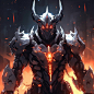 an image of a demonic demon standing in front of flames