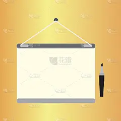 空白白板和记号笔。广告牌，商业，教育。图标。孤立在彩色背景上。矢量插图。
用记号笔手绘的纸板。手绘涂