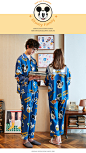 Gukoo/果壳迪士尼春秋情侣睡衣套装卡通可爱女可外穿家居服休闲男-tmall.com天猫