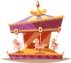 手绘卡通旋转木马游乐场儿童玩具透明PNG免扣 PS设计合成素材 (6)