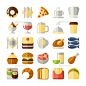 食品和饮料平面图标——食物对象Food And Drink Flat Icons - Food Objects面包,汉堡、蛋糕、奶酪、咖啡杯,甜甜圈,喝酒,吃饭,快,平的,食物,汉堡,热,标,图标,说明,吃饭,肉,菜单,披萨,餐厅,香肠,集,标志,符号,茶,矢量,网络,葡萄酒 bread, burger, cake, cheese, coffee, cup, donut, drink, eat, fast, flat, food, hamburger, hot, icon, icons, illustra