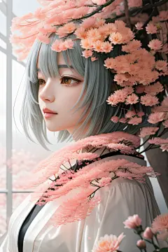 高清日本动画红花倒刺与璀璨星光的多重曝光