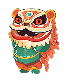 卡通舞狮元素春节新春