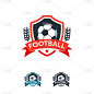 足球运动设计徽章矢量模板，职业足球运动徽章