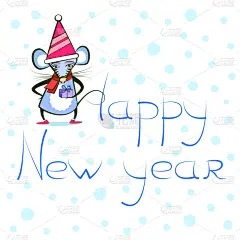 新年前夕,礼物,鼠,新年卡,可爱的,2020,贺卡,春节,法国,圣诞帽