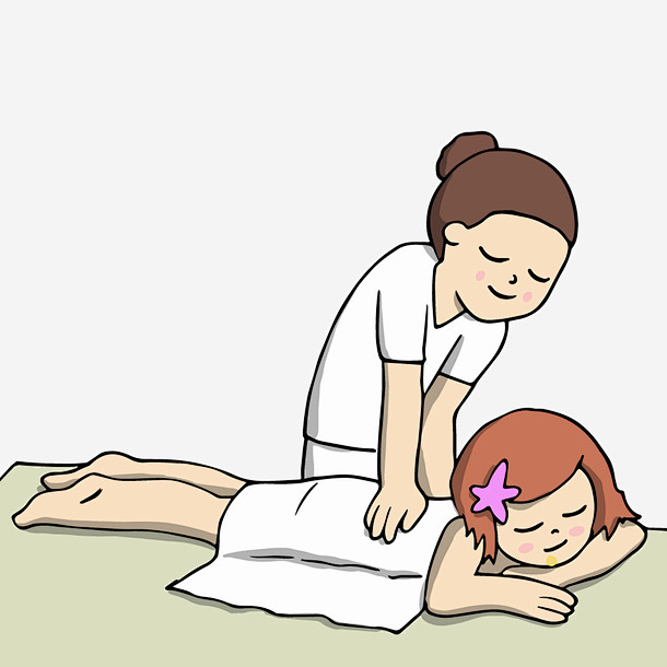 手绘女性SPA背部按摩矢量素材_新图网 ...