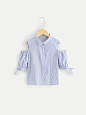Girls Cold Shoulder Striped Shirt : Shop Girls Cold Shoulder Striped Shirt online. SheIn offers Girls Cold Shoulder Striped Shirt & more to fit your fashionable needs.