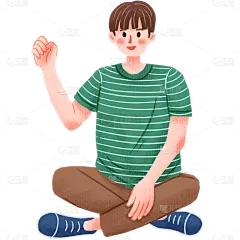 手绘-手工人物贴纸-男生1