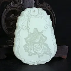印象眸和田玉关公玉牌关公吊坠关公挂件