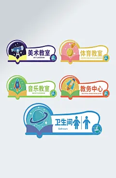 卡通手绘校园门牌设计