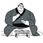 Yama…. in Big Hero 6  in early development, he was a yakuza, former pro wrestler.