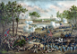 Vintage Civil War print of the Battle of Cold Harbor. - 创意图片 - 视觉中国