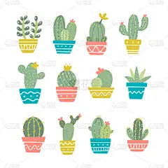 cute cactus retro set