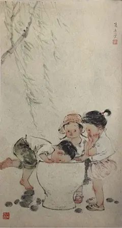 【80后美女画家潘川的童趣水墨画作品】
小時候，幸福是件簡單的事；長大了，簡單是件幸福的事⋯⋯