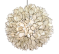 Lotus Flower Chandelier by Roost | ROL801 : Lotus Flower Chandelier is available in White or Smoke with hand cup capiz shells that are edged in a Silver Metal and assembled like a stained glass window.  Available in small, medium or large. Fixture opens f