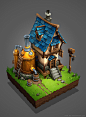 Medieval Brewery, Mark Henriksen : Personal Illustration made for fun. Made a quick 3d base in Modo from basic primitive shapes. Then painted over it in Photoshop. Hopefully plan on making a few more of these with different themes.
Process GIF can be seen