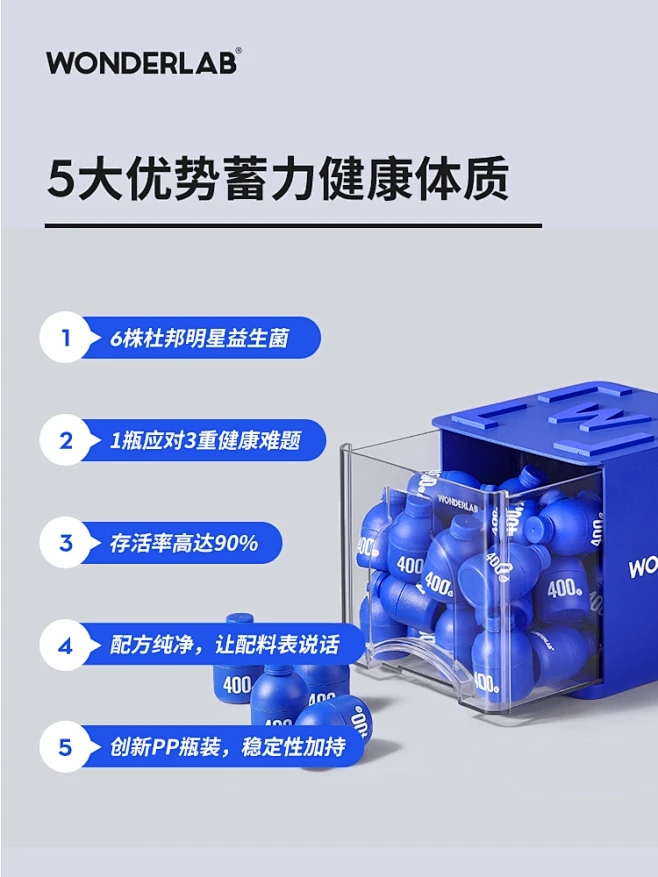 WonderLab小蓝瓶益生菌40瓶装 大人儿童调理肠胃便秘益生元冻干粉-tmall.com天猫-花瓣网