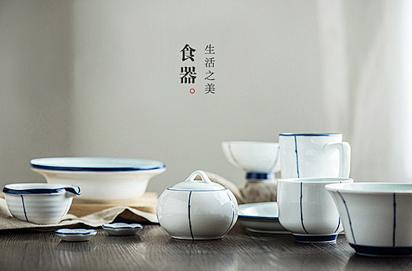 高清白釉日式陶瓷餐具套装
