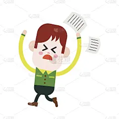 人物插图设计。男孩感觉烦恼卡通，eps