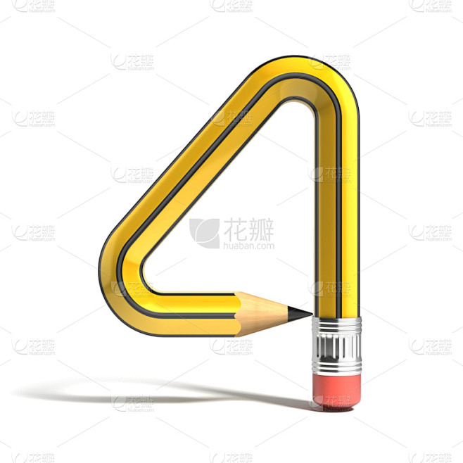 数字4,三维图形,字体,铅笔,形状,绘画插图,符号,计算机制图,计算机图形学,图像