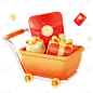 3D立体C4D电商大促红包购物车元素素材