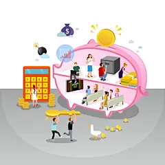 手绘商务科技教育购物美食电商金融饮品医疗海报插画设计素材S584-淘宝网