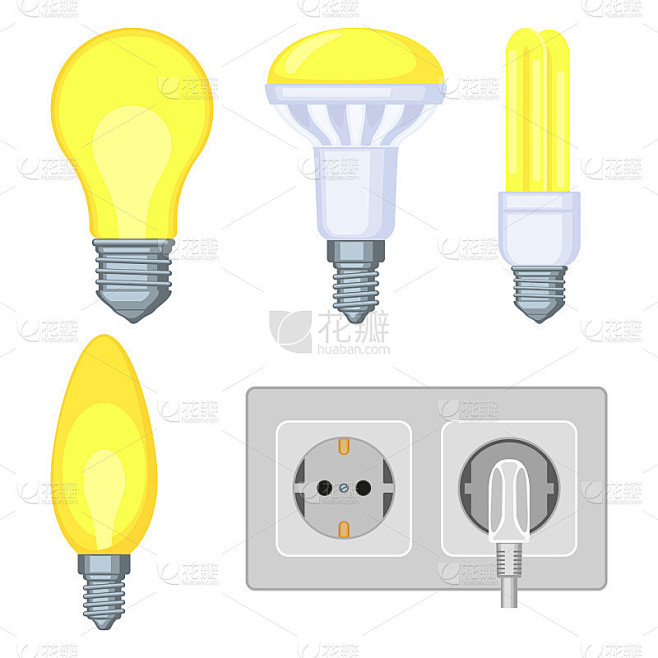 5 colorful cartoon electric elements set.