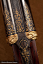 A Holland & Holland double rifle in .500/.465 Nitro Express, this unusual piece has cloisonné enamel and attached gold plates highlighting and embellishing engraving details. The alligator casing is marked to Paigah ruler, Muhammed Moinuddin Khan, Naw