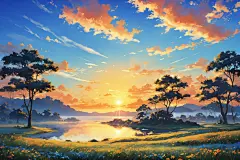 自然风景日出摄影图