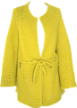 芥末黄色中长款针织开衫外套（多色）-最搭配