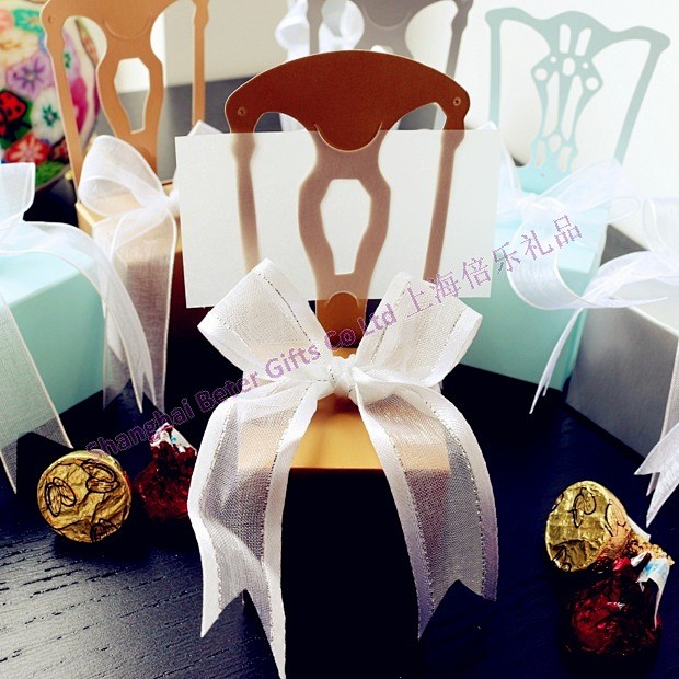 金色椅子喜糖盒, 席位卡    #婚礼席...