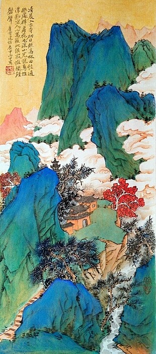 青绿山水画 周广中 山水画