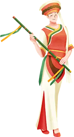 写实少数民族插画-白族女