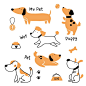 Vector set of cute puppy dog pet. happy and funny dog collection. cartoon animal character illustration.