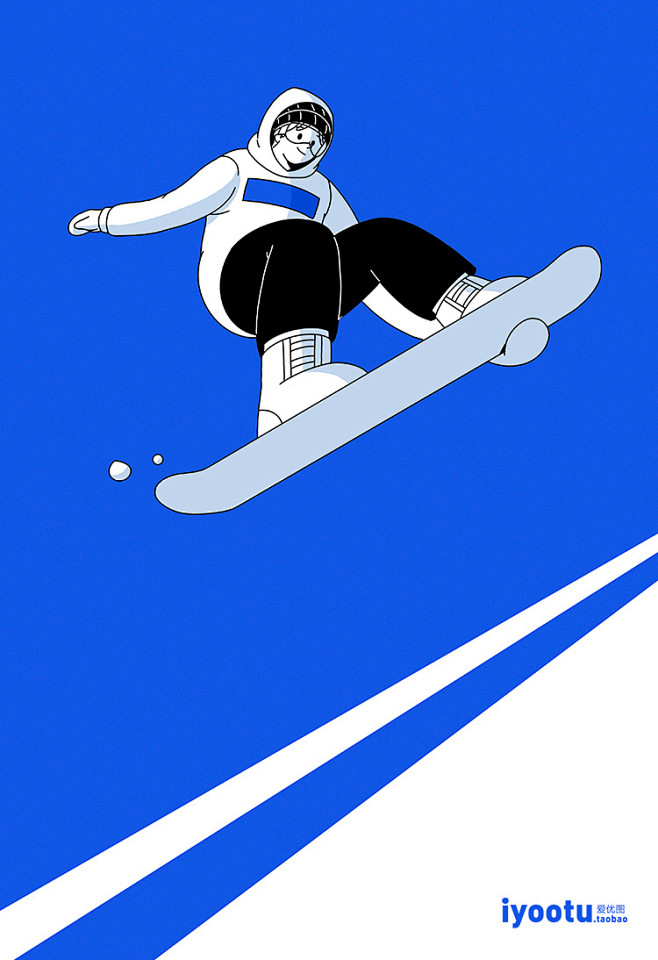 冬季冰球滑雪雪上运动手绘插画简画_PNG...