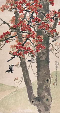 岭南三杰：陈树人 岭南春色
纸本设色 174×92.5cm 1929年作
中国美术馆藏