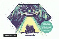 三种颜色混合效果的Ai油漆笔刷素材 图标icon 