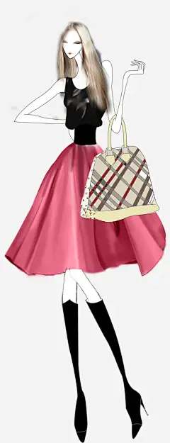 黑色时尚模特创意手绘免抠素材 平面电商 创意素材 png素材