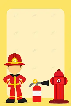 卡通手绘消防员消防器材海报背景矢量图 设计图片 免费下载 页面网页 平面电商 创意素材