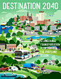 PORTLAND TRANSPORTATION REPORT COVER : Cover illustration for a transportation report for the Portland region, Maine.