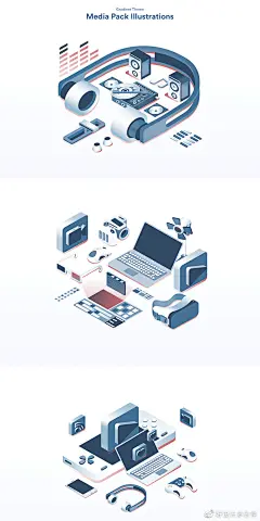 创意2.5D数码IT科技产品穿戴电子设备AI立体UI插画设计素材