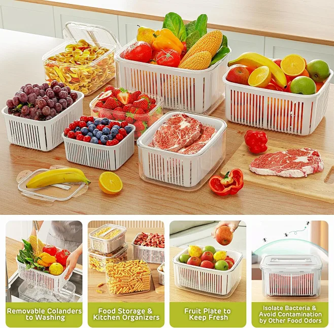 Amazon.com: 10PCS Fruit Vegetable Storage Containers for Fridge with ...