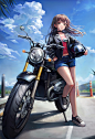 Anime 2664x3902 anime anime girls motorcycle helmet