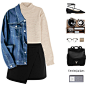 #denimjacket #jeanjacket #turtleneck #fall #ballerinas #skirt #nude #black #chocolate #fashionweek #contest #backpack