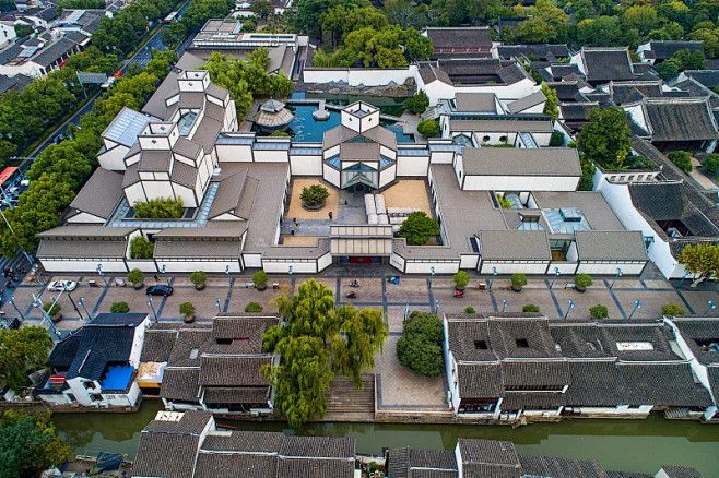 苏州博物馆,航拍视角,中国园林,中式庭院,苏州图片